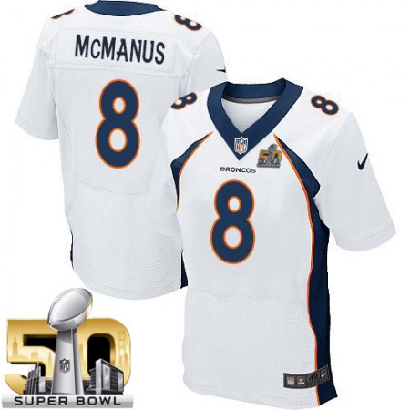 Broncos #8 Brandon McManus White Super Bowl 50 Men's Stitched NFL New Elite Jersey