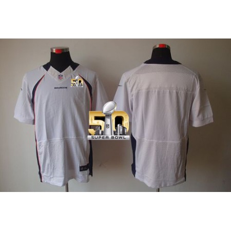 Broncos Blank White Super Bowl 50 Men's Stitched NFL Elite Jersey
