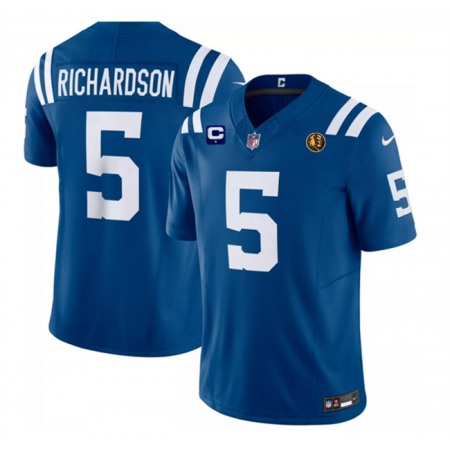 Men's Indianapolis Colts #5 Anthony Richardson Blue 2023 F.U.S.E. 1-star C Patch And With John Madden Patch Vapor Limited Stitched Football Jersey Men's Indianapolis Colts #5 Anthony Richardson Blue 2023 F.U.S.E. 1-star C Patch And With John Madden Patch Vapor Limited Stitched Football Jersey