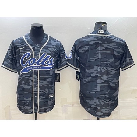 Men's Indianapolis Colts Blank Grey Camo With Patch Cool Base Stitched Baseball Jersey