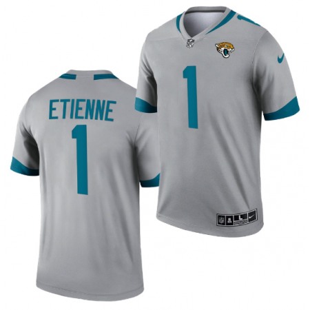 Men's Jacksonville Jaguars #1 Travis Etienne JR 2021 Silver Inverted Legend Stitched Jersey Men's Jacksonville Jaguars #1 Travis Etienne JR 2021 Silver Inverted Legend Stitched Jersey