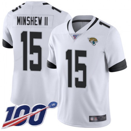 Men's Jacksonville Jaguars #15 Gardner Minshew II White 2019 100th Season Vapor Untouchable Limited Stitched NFL Jersey Men's Jacksonville Jaguars #15 Gardner Minshew II White 2019 100th Season Vapor Untouchable Limited Stitched NFL Jersey