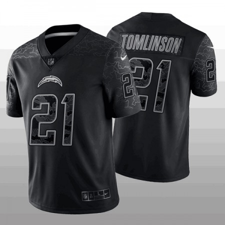 Men's Los Angeles Chargers #21 LaDainian Tomlinson Black Reflective Limited Stitched Football Jersey Men's Los Angeles Chargers #21 LaDainian Tomlinson Black Reflective Limited Stitched Football Jersey