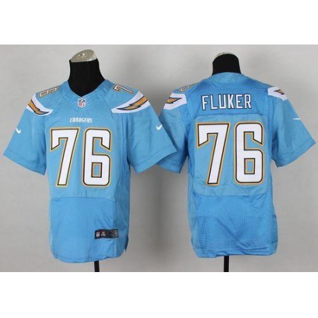 Nike Chargers #76 D.J. Fluker Electric Blue Alternate Men's Stitched NFL New Elite Jersey Nike Chargers #76 D.J. Fluker Electric Blue Alternate Men's Stitched NFL New Elite Jersey