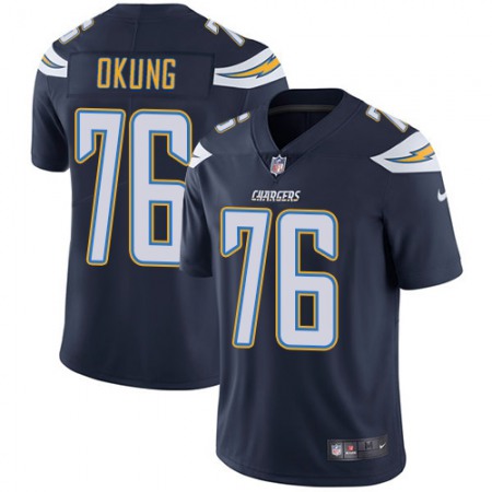 Men's Los Angeles Chargers #76 Russell Okung Navy Blue Vapor Untouchable Limited Stitched NFL Jersey Men's Los Angeles Chargers #76 Russell Okung Navy Blue Vapor Untouchable Limited Stitched NFL Jersey