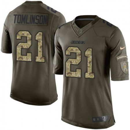 Nike Chargers #21 LaDainian Tomlinson Green Men's Stitched NFL Limited Salute to Service Jersey Nike Chargers #21 LaDainian Tomlinson Green Men's Stitched NFL Limited Salute to Service Jersey