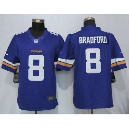Vikings #8 Sam Bradford Purple Team Color Men's Stitched NFL Limited Jersey