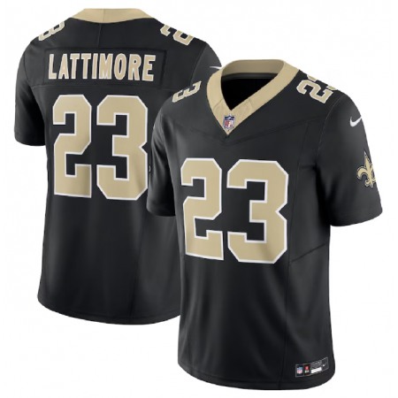 Men's New Orleans Saints #23 Marshon Lattimore Black 2023 F.U.S.E. Vapor Untouchable Limited Stitched Jersey Men's New Orleans Saints #23 Marshon Lattimore Black 2023 F.U.S.E. Vapor Untouchable Limited Stitched Jersey