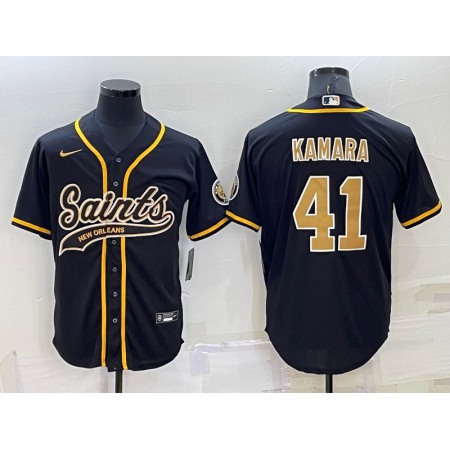 Men's New Orleans Saints #41 Alvin Kamara Black Cool Base Stitched Baseball Jersey Men's New Orleans Saints #41 Alvin Kamara Black Cool Base Stitched Baseball Jersey