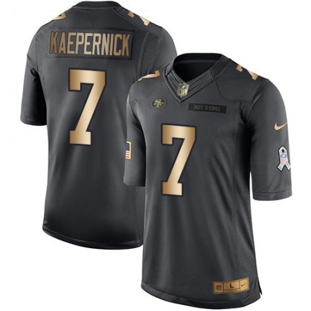 49ers #7 Colin Kaepernick Black Men's Stitched NFL Limited Gold Salute To Service Jersey
