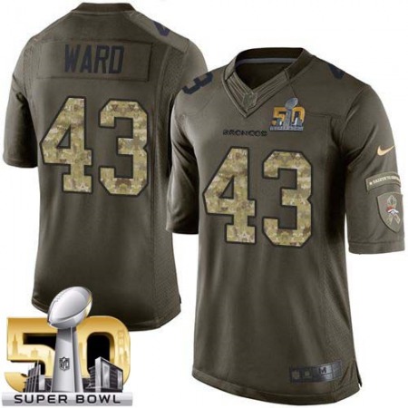 Broncos #43 T.J. Ward Green Super Bowl 50 Youth Stitched NFL Limited Salute to Service Jersey