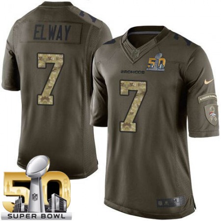Broncos #7 John Elway Green Super Bowl 50 Youth Stitched NFL Limited Salute to Service Jersey