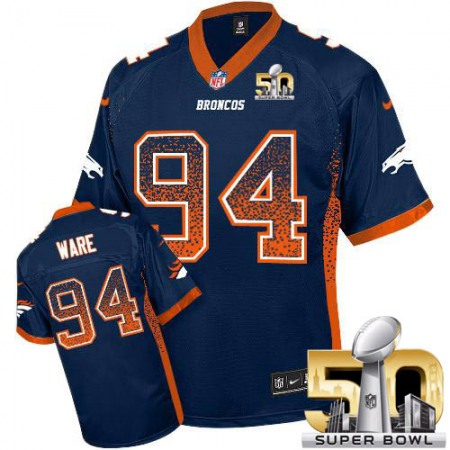 Broncos #94 DeMarcus Ware Blue Alternate Super Bowl 50 Youth Stitched NFL Elite Drift Fashion Jersey
