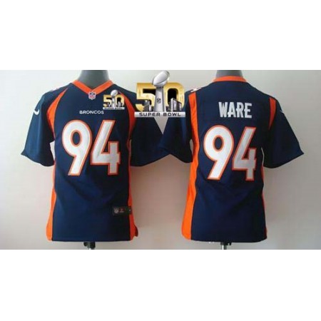 Broncos #94 DeMarcus Ware Blue Alternate Super Bowl 50 Youth Stitched NFL New Elite Jersey