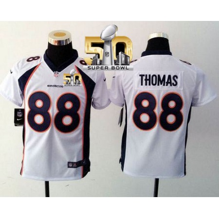 Broncos #88 Demaryius Thomas White Super Bowl 50 Youth Stitched NFL Elite Jersey