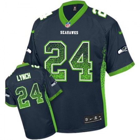 Seahawks #24 Marshawn Lynch Steel Blue Team Color Youth Stitched NFL Elite Drift Fashion Jersey
