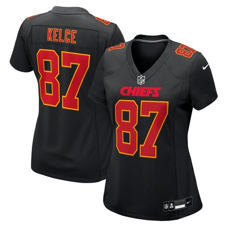 Women's Kansas City Chiefs #87 Travis Kelce Carbon Black Fashion Game Jersey
