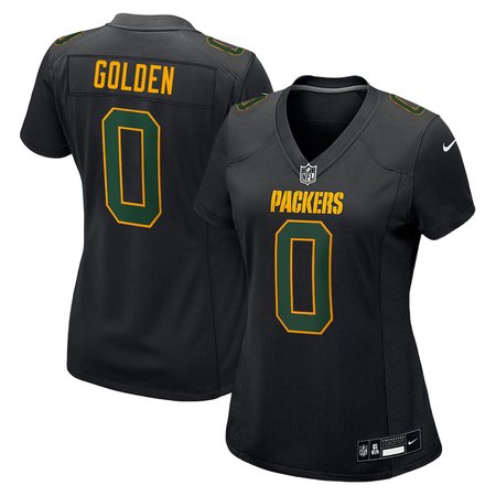 Women's Green Bay Packers #0 Matthew Golden Nike Carbon Black Fashion Game Jersey