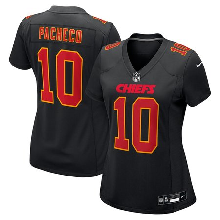 Women's Kansas City Chiefs #10 Isiah Pacheco Carbon Black Fashion Game Jersey