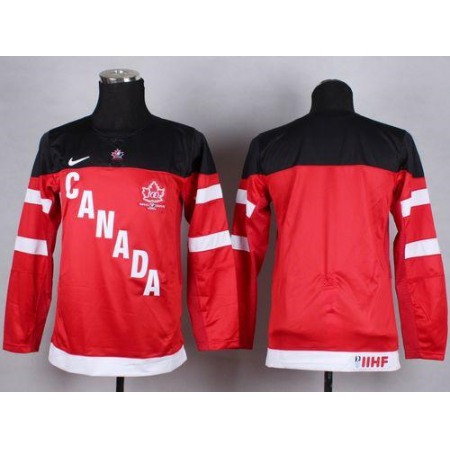 Team Canada Blank Red 100th Anniversary Stitched Youth NHL Jersey