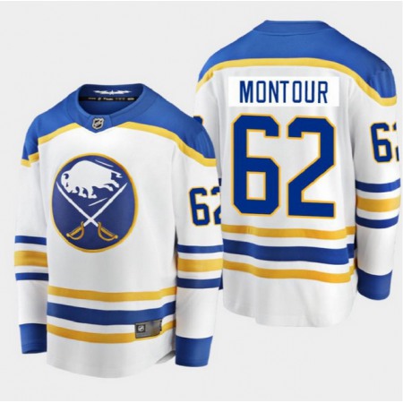 Men's Buffalo Sabres #62 Brandon Montour White Away Player 2020-21 Jersey