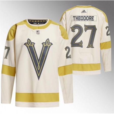Men's Vegas Golden Knights #27 Shea Theodore Cream 2024 Winter Classic Stitched Jersey