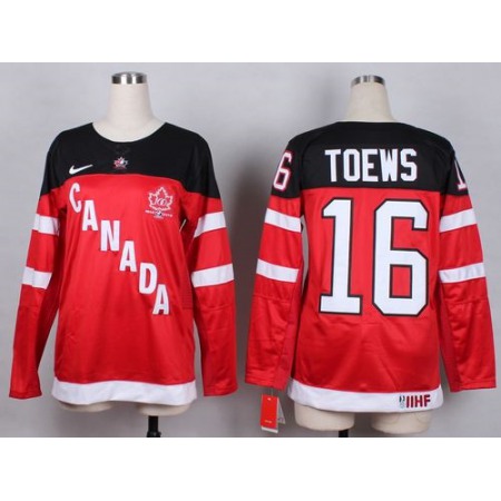 Olympic CA. #16 Jonathan Toews Red 100th Anniversary Women's Stitched NHL Jersey