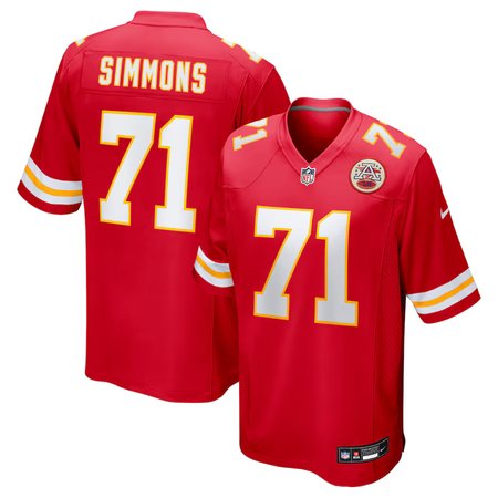 Men's Kansas City Chiefs #71 Josh Simmons Nike Red 2025 NFL Draft First Round Pick Game Jersey